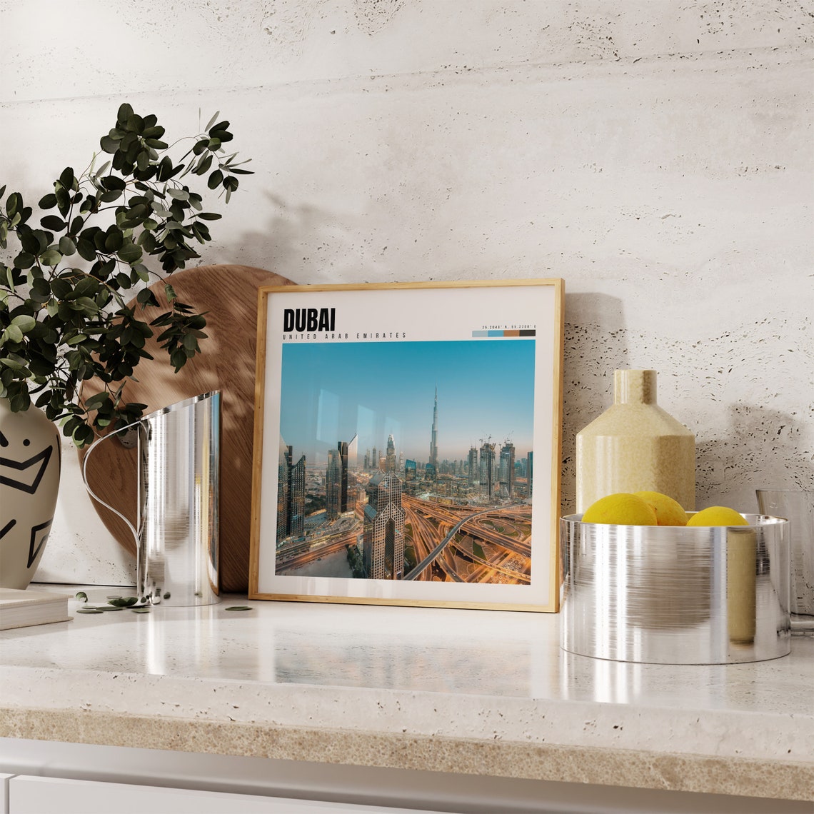 Dubai UAE Burj Khalifa City Skyline Highway Night Lights Poster - Image 4