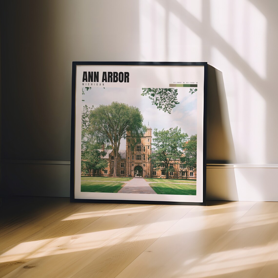 Ann Arbor University Of Michigan Campus Tower Summer Travel Poster - Image 3