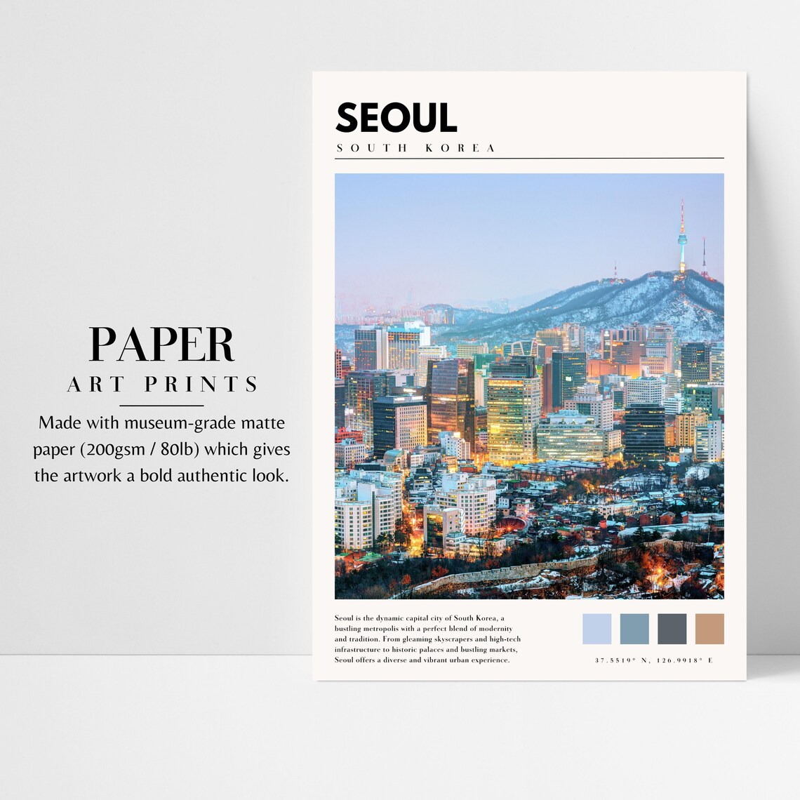 Seoul South Korea N Seoul Tower Namsan Winter Dusk City Poster - Image 3