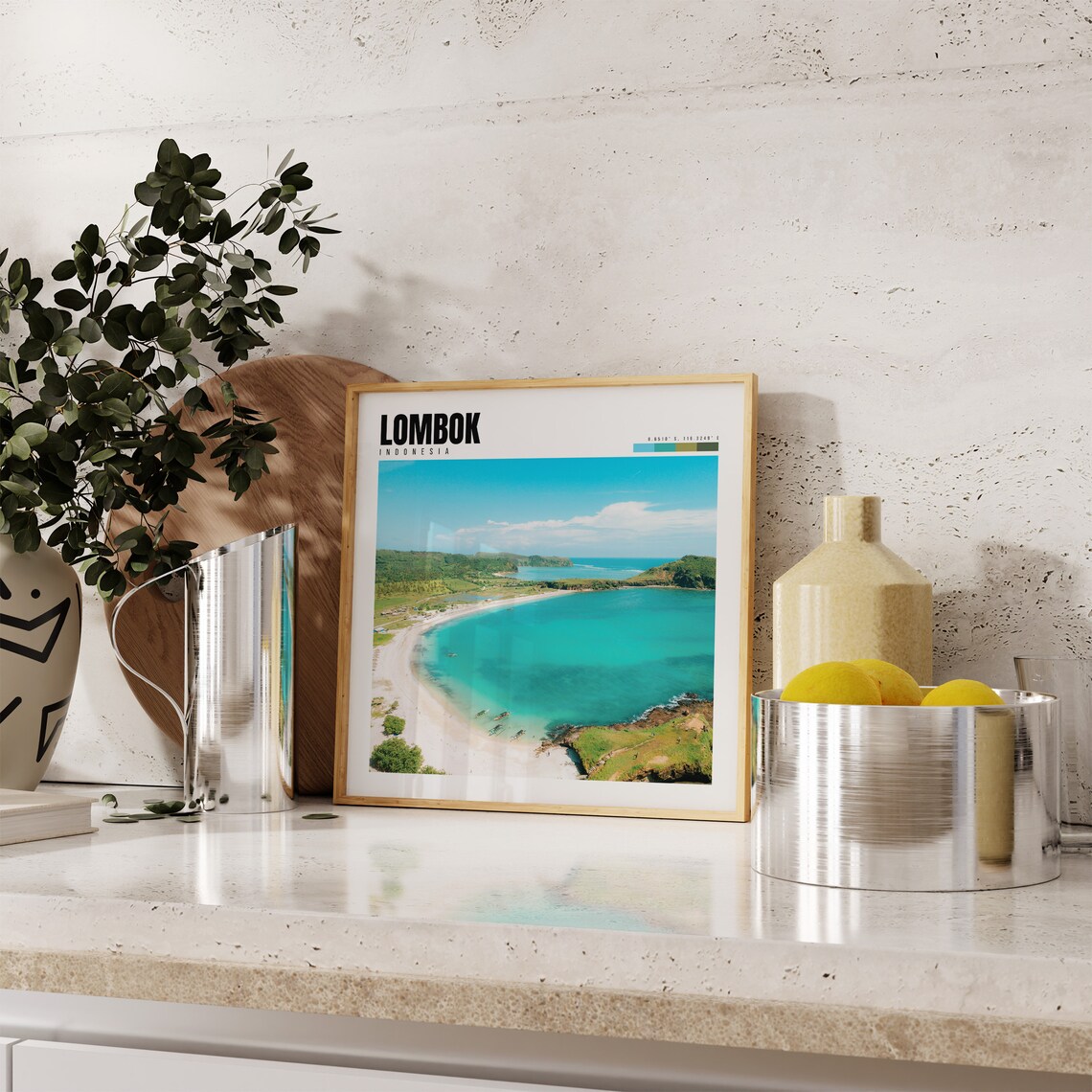 Lombok Indonesia Turquoise Bay Aerial White Sand Beach Poster - Image 4