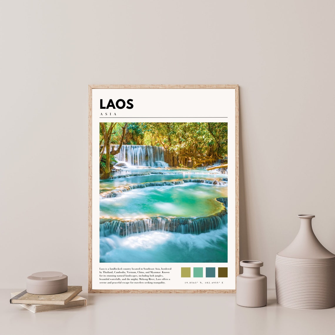 Laos Kuang Si Falls Turquoise Tiered Waterfall Jungle Poster - Image 4