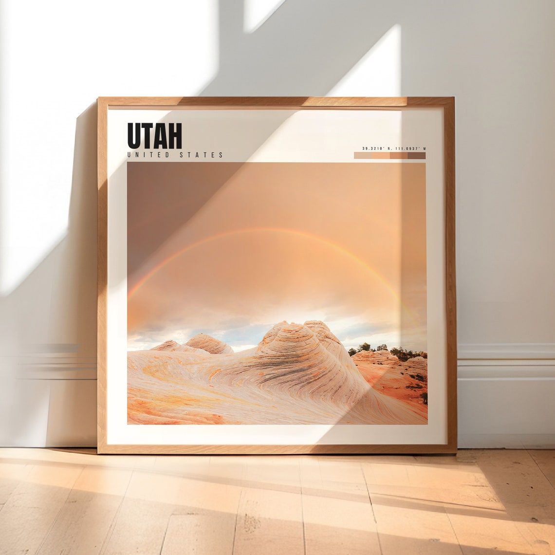Utah Swirling Sandstone Rock Formation Rainbow Desert Wall Art
