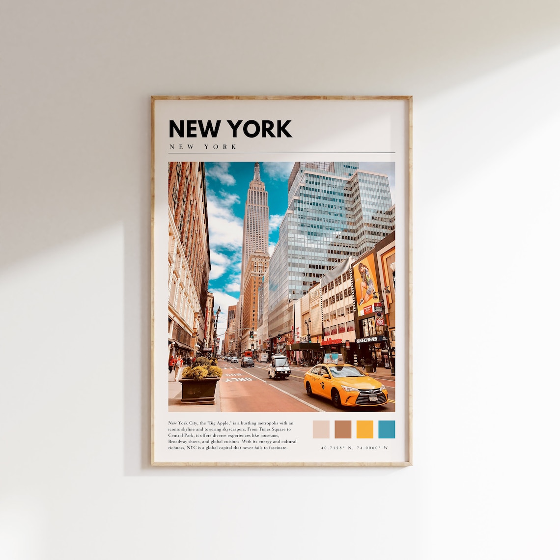 New York City Empire State Building Street with Yellow Taxi Poster
