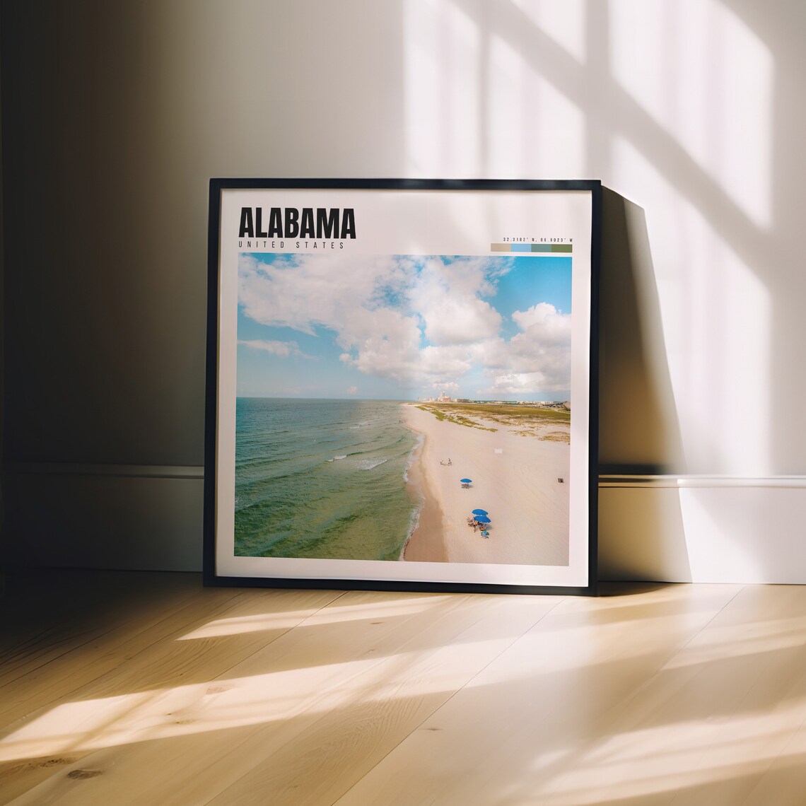 Alabama United States Gulf Coast Beach Aerial Umbrellas Travel Poster - Image 3