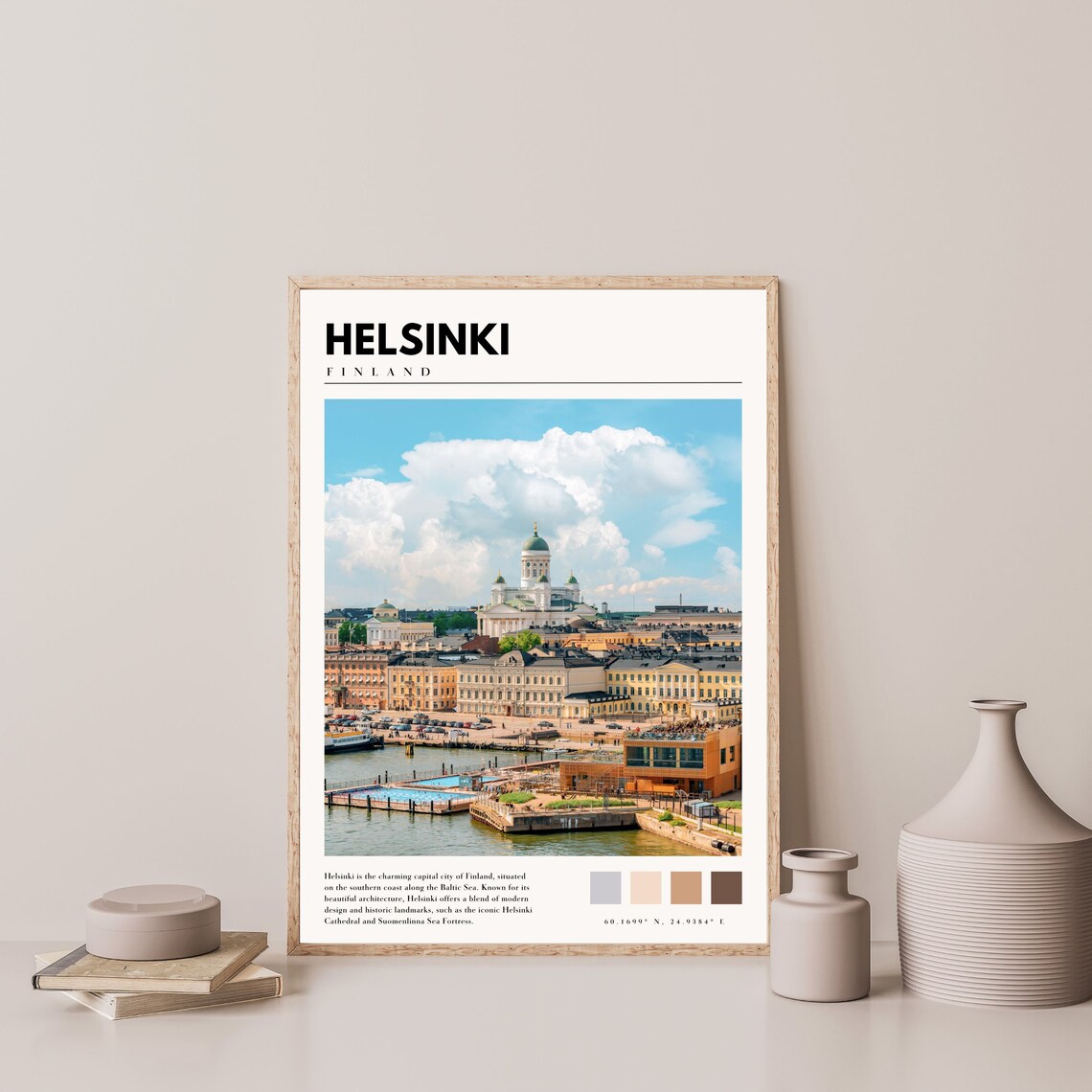 Helsinki Finland Cathedral Harbor City Skyline Blue Sky Poster - Image 3