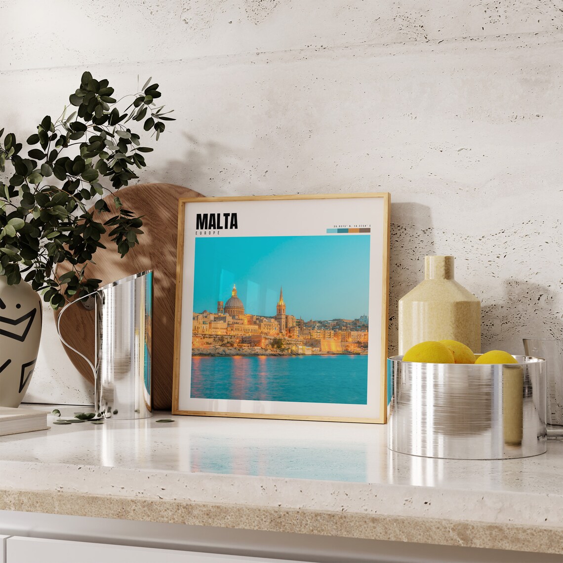 Malta Poster with Valletta Skyline and Grand Harbour at Blue Hour - Image 4
