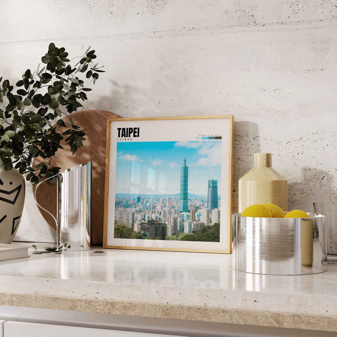 Taipei Taiwan Taipei 101 Tower City Skyline Blue Sky Travel Poster - Image 4