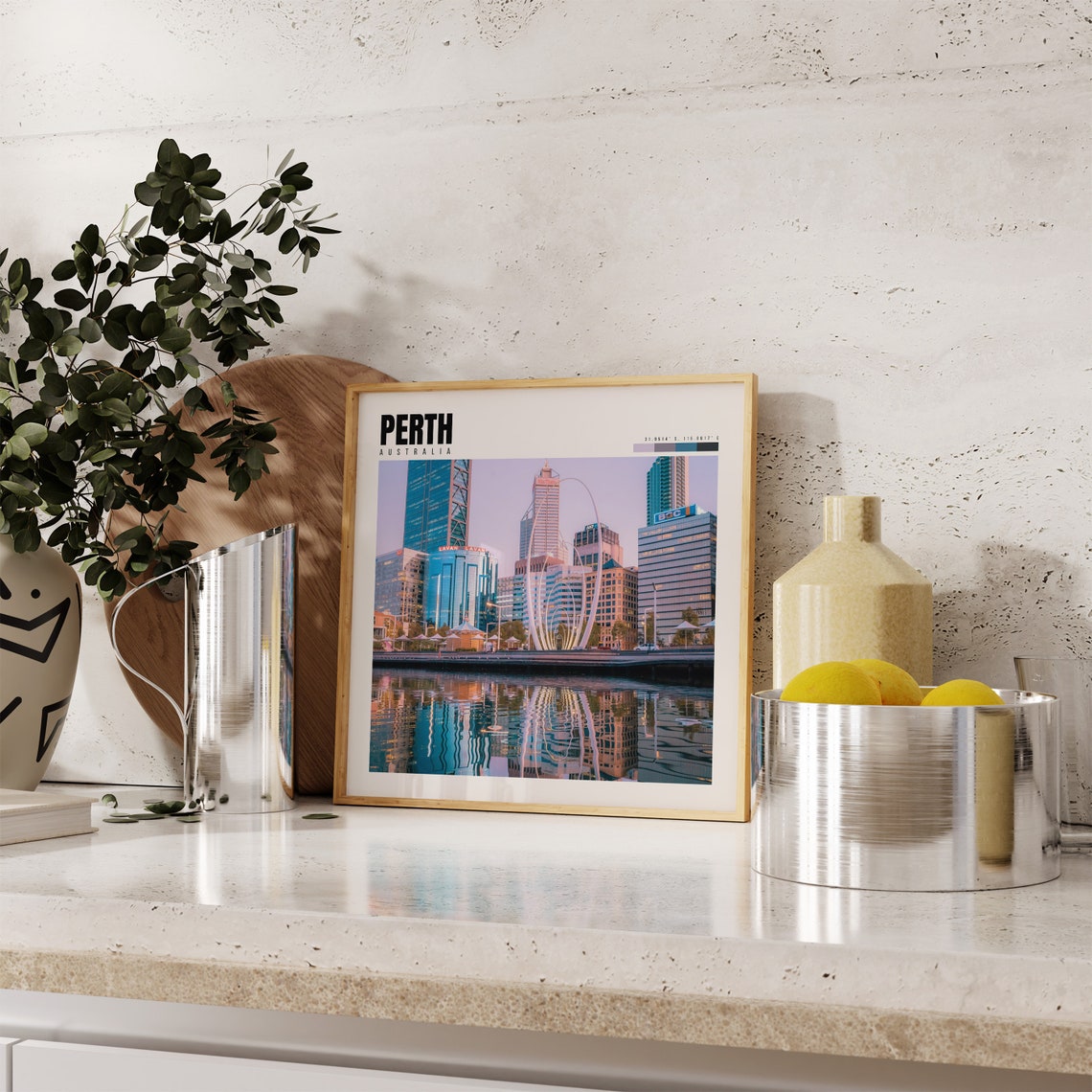 Perth Poster with Elizabeth Quay Skyline and River Reflection View - Image 4