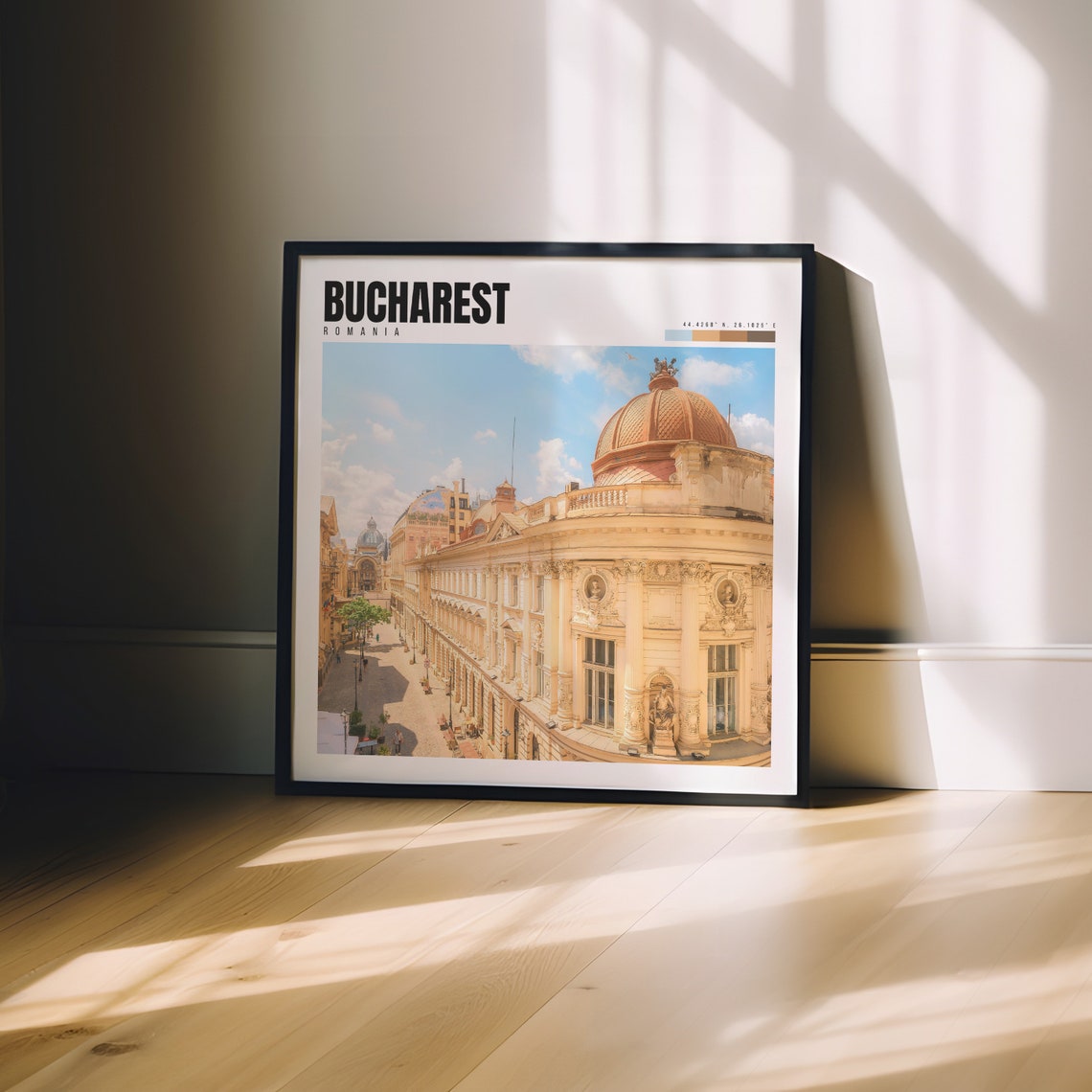 Bucharest Romania Old Town Domed Building Cobblestone Street Poster - Image 3