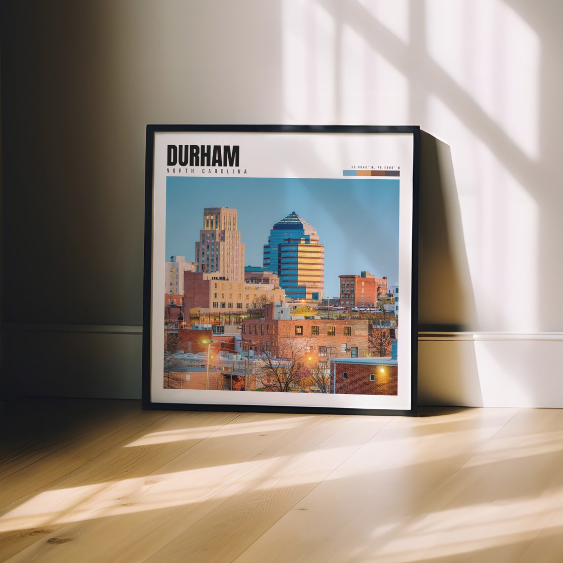Durham North Carolina Downtown Skyline Dusk City Lights Poster - Image 3