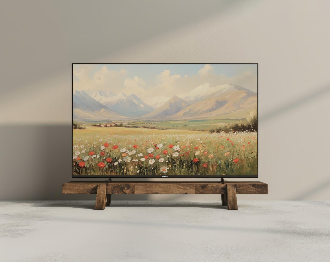 Spring Wildflowers Landscape Mountains Art Print - Image 3