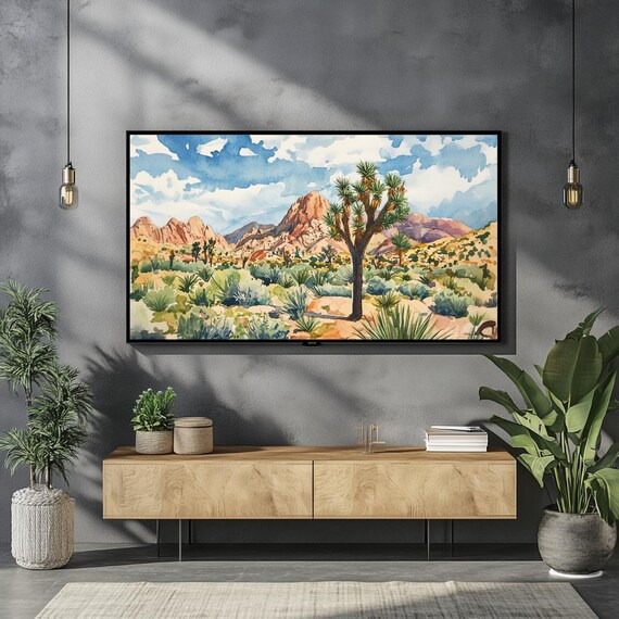 Joshua Tree National Park Desert Watercolor Morning Sky Wall Art