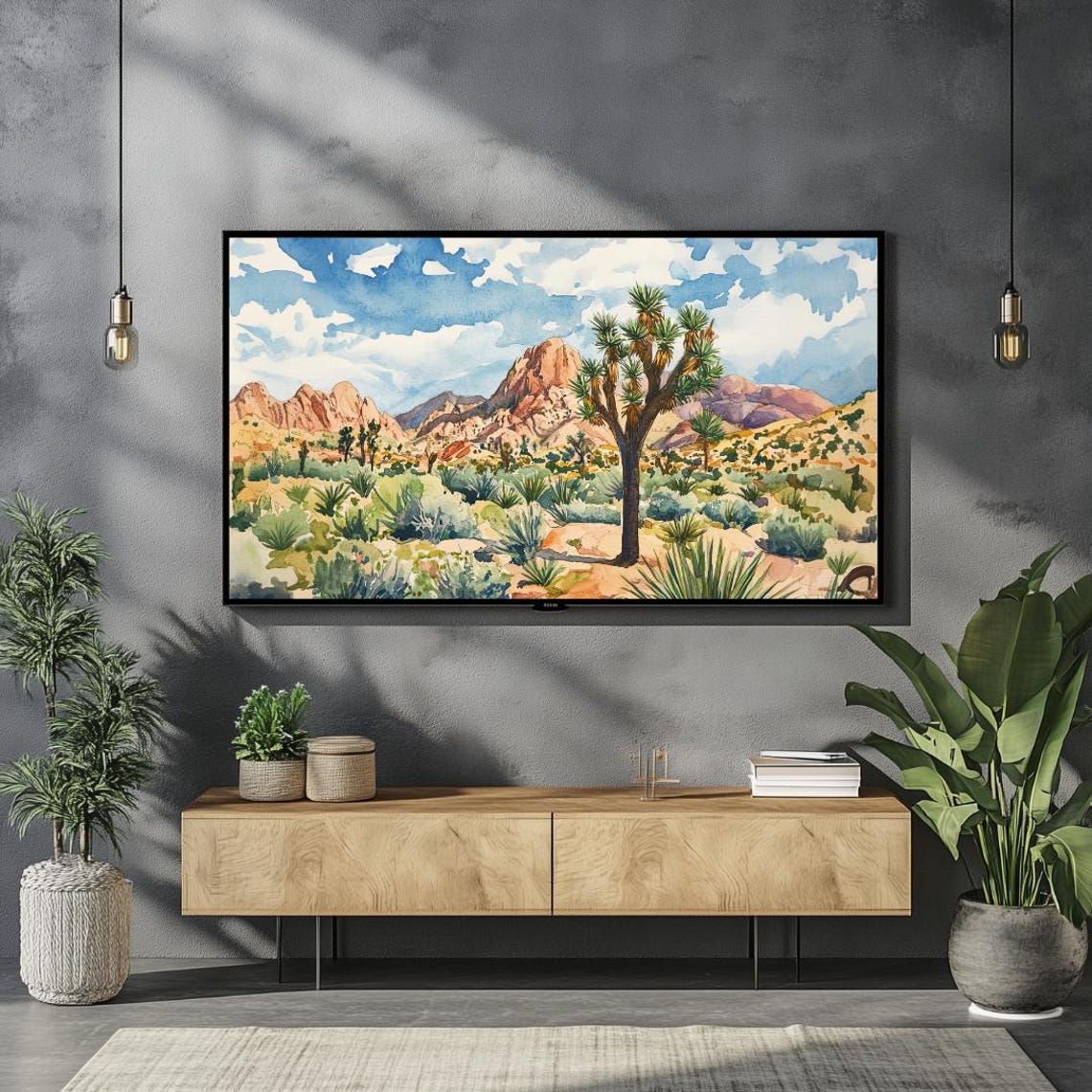 Joshua Tree National Park Desert Watercolor Morning Sky Wall Art
