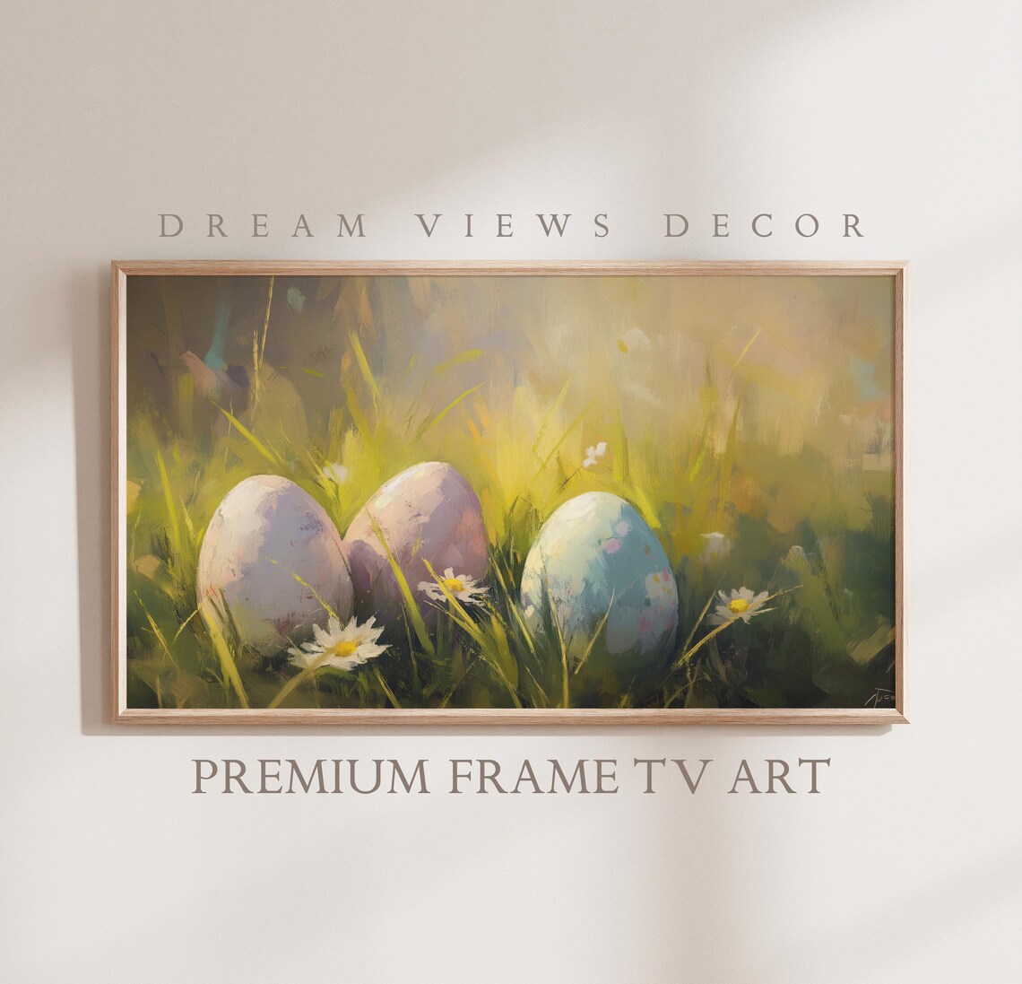 Easter Frame Tv Art Neutral Oil Painting Moody Easter Decor Easter Egg Spring Frame Tv Art Antique Vintage Decor