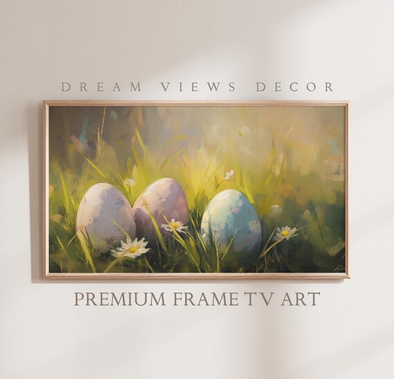 Easter Frame Tv Art Neutral Oil Painting Moody Easter Decor Easter Egg Spring Frame Tv Art Antique Vintage Decor