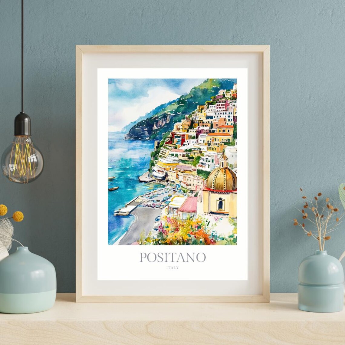 Positano Watercolor Poster, Italy Travel Art Print - Image 2