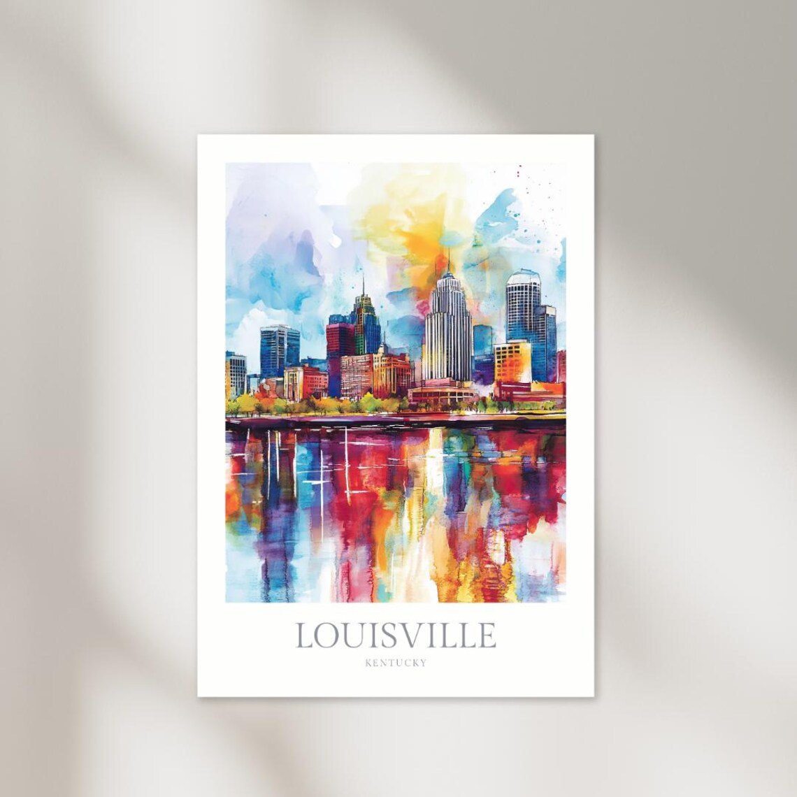 Louisville Kentucky Watercolor Art Print, Travel Poster