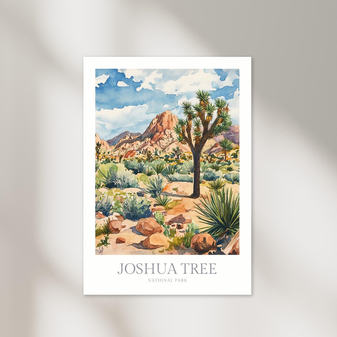 Joshua Tree National Park Watercolor Travel Poster