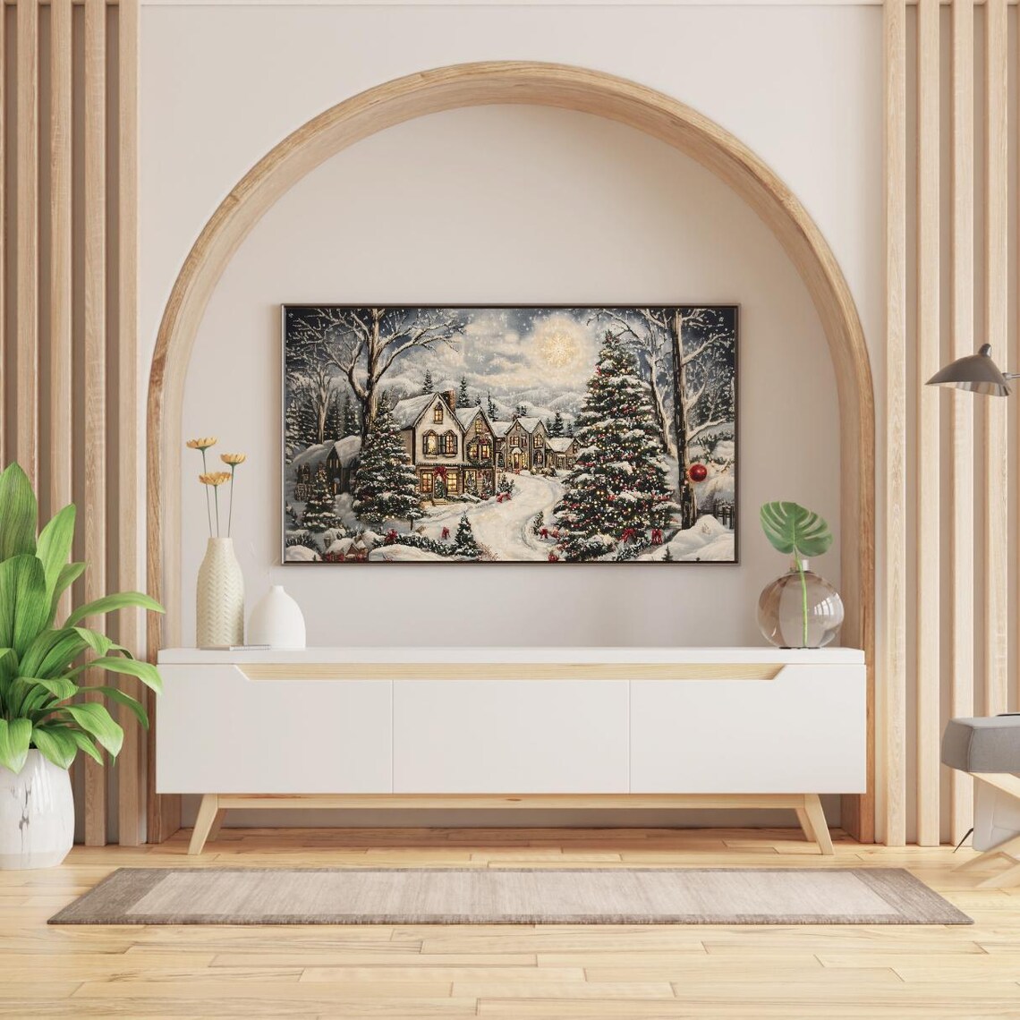 Vintage Christmas Tapestry Frame TV Art Print - Image 2