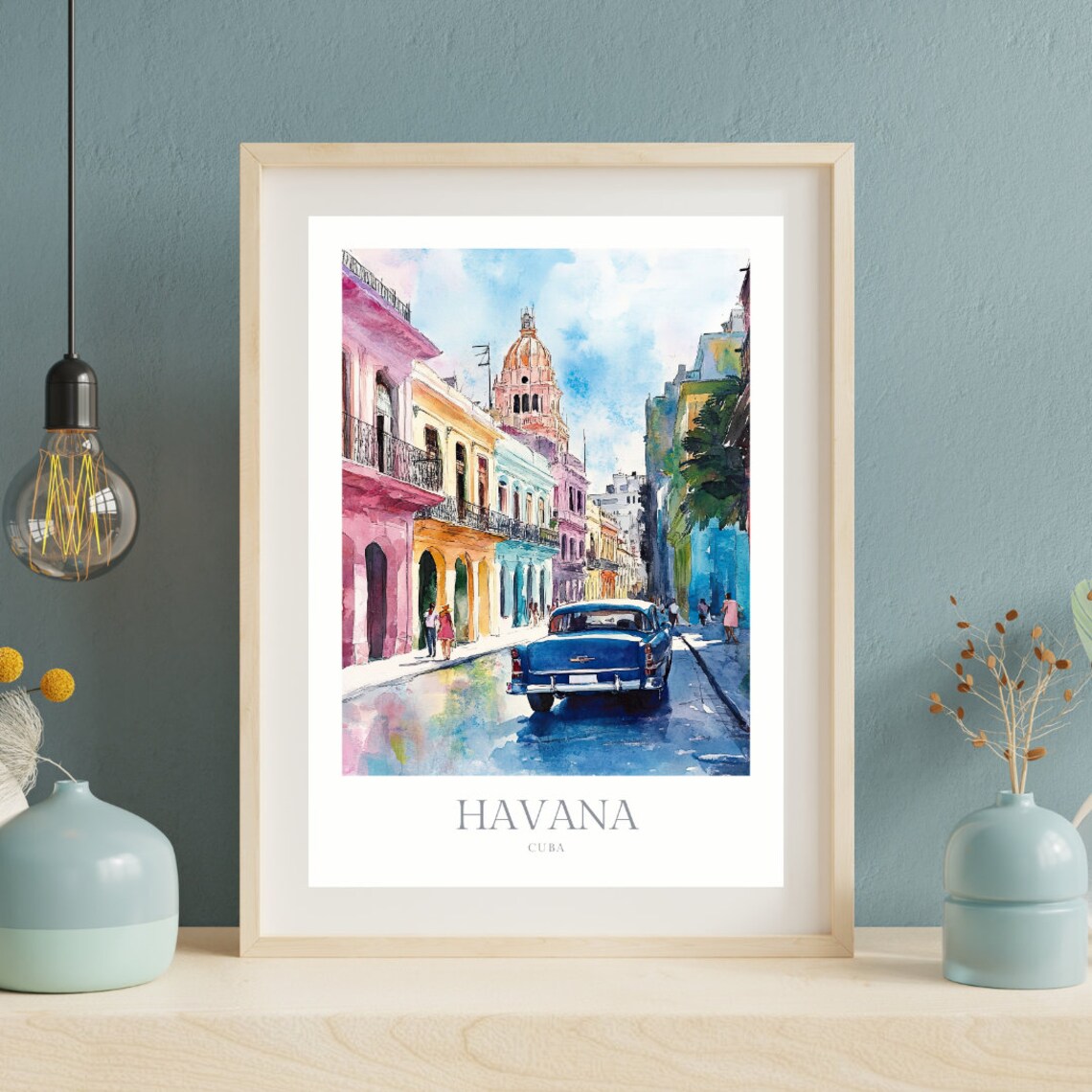 Havana Cuba Watercolor Travel Poster, Cuba Art Print - Image 2