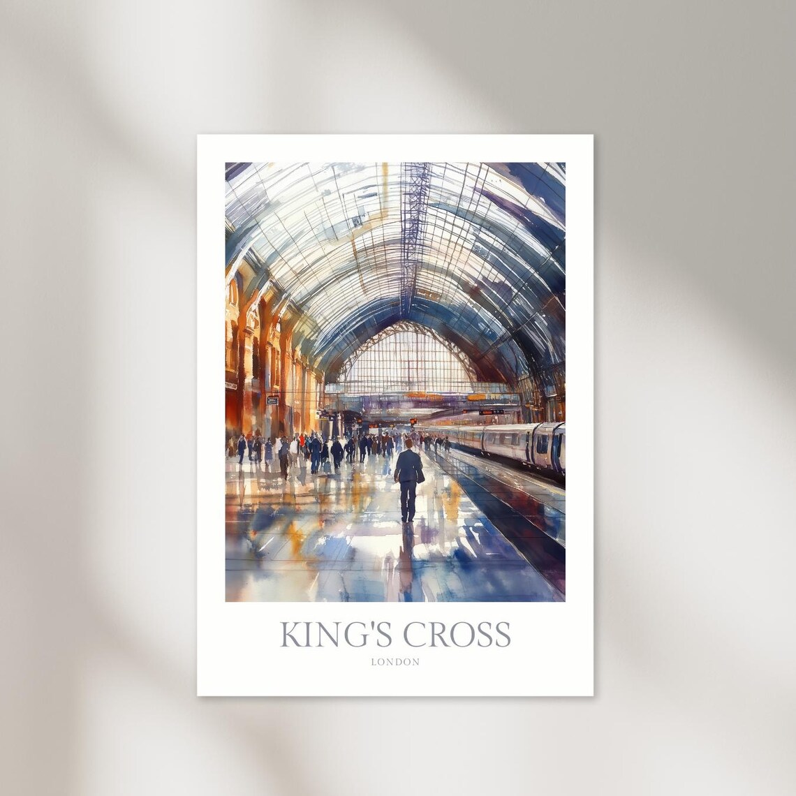 London Print England Watercolor Poster Wall Art Print London Poster Kings Cross Print Travel Art Print