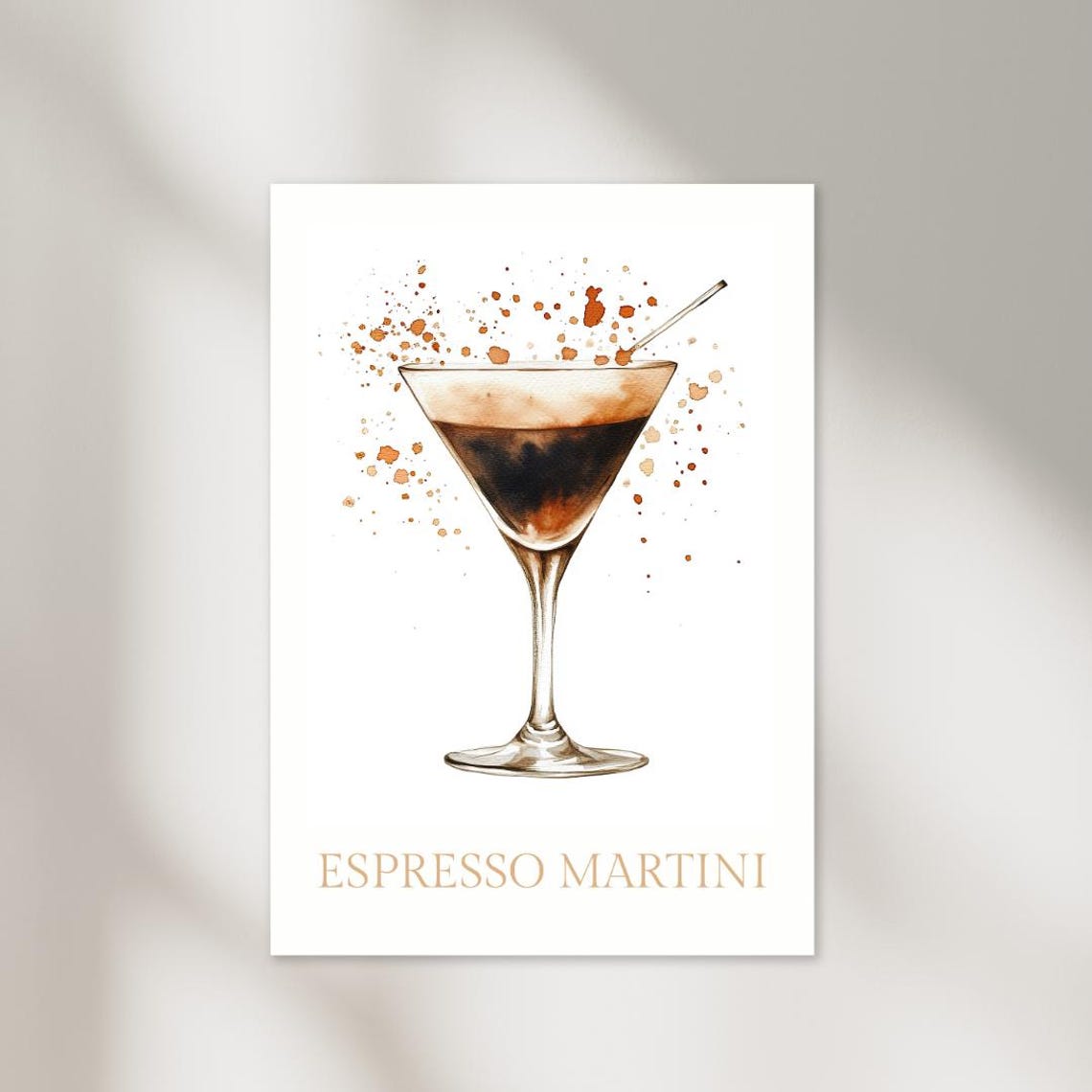 Espresso Martini Watercolor Cocktail Glass Splash Bar Art Print