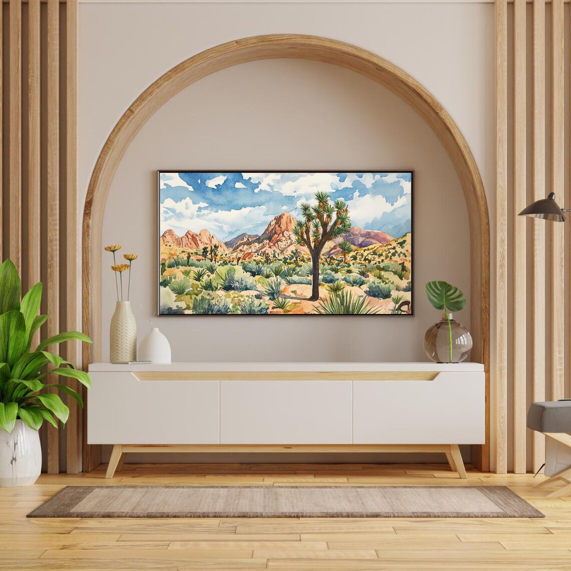 Joshua Tree National Park Desert Watercolor Morning Sky Wall Art - Image 2