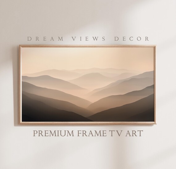 Landscape Frame Tv Art For Tv Abstract Mountains Neutral Beige Frame Tv Art Vintage Desert Dunes Screensaver
