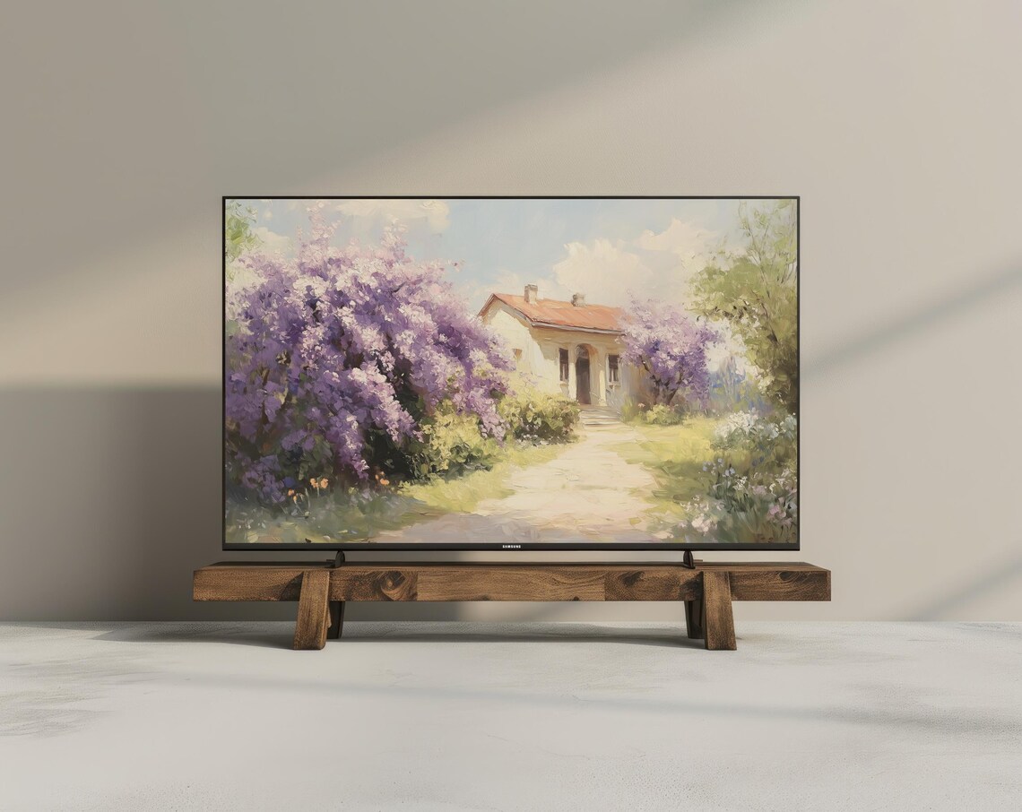 Lilac Garden Vintage Oil Painting Art Print - Image 3