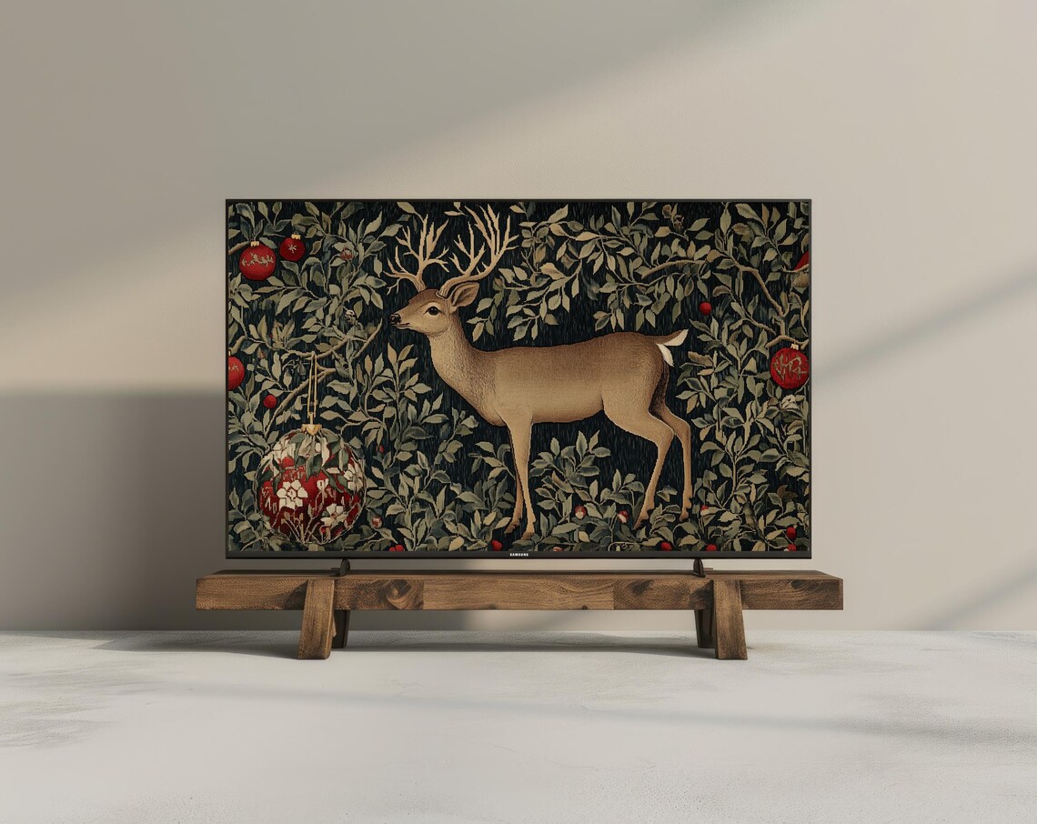 Vintage Christmas Deer and Reindeer Art Print