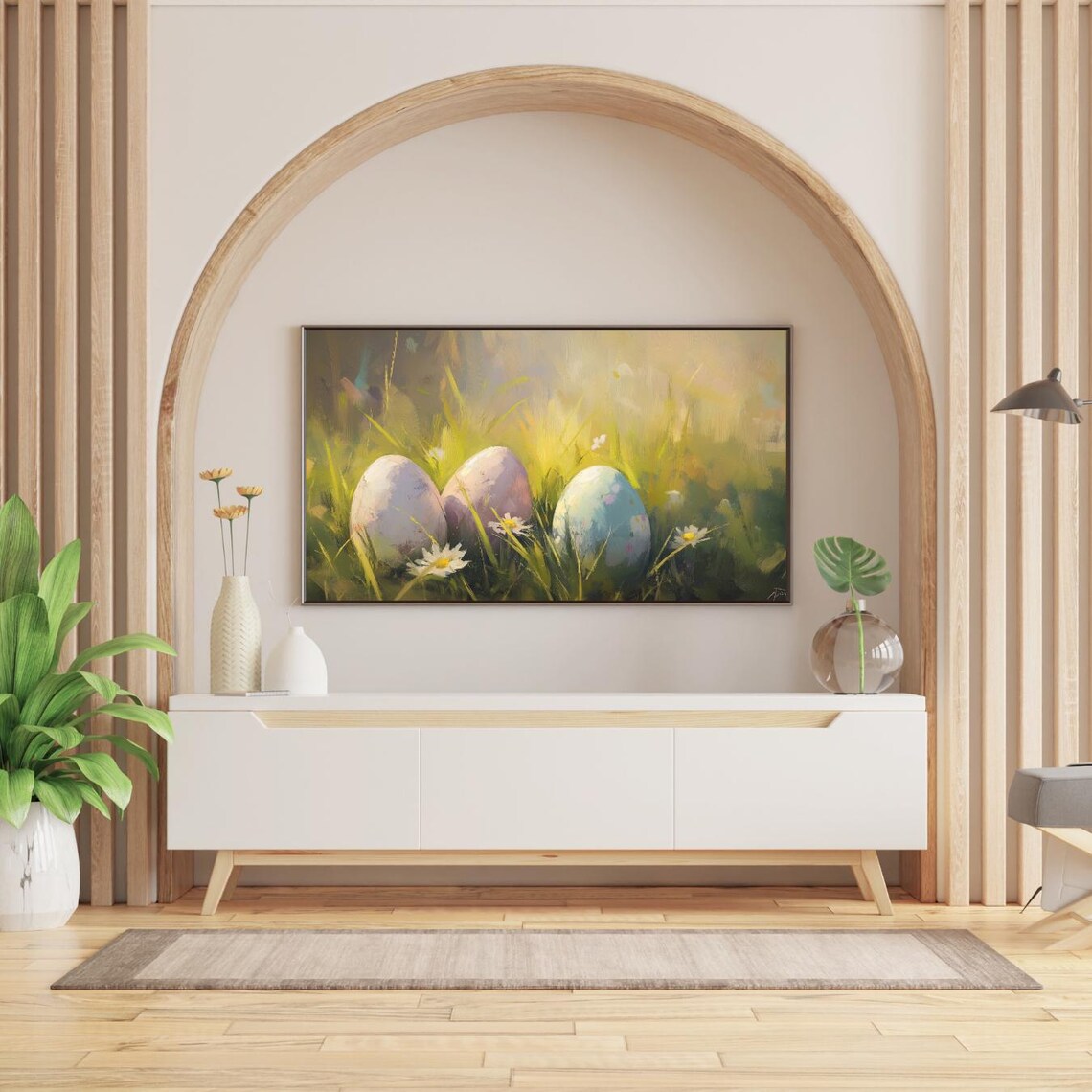 Easter Frame Tv Art Neutral Oil Painting Moody Easter Decor Easter Egg Spring Frame Tv Art Antique Vintage Decor - Image 2