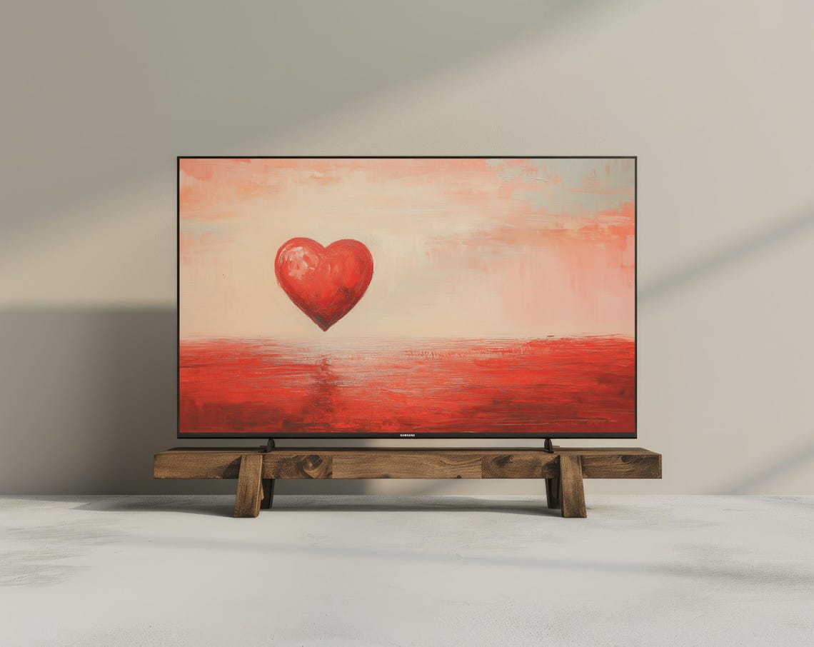 Red Heart Over Red Seascape Romantic Valentines Day Frame TV Poster - Image 3