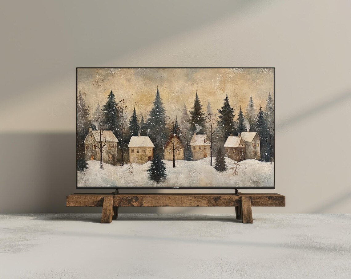 Vintage Christmas Village Holiday Art Print - Image 3