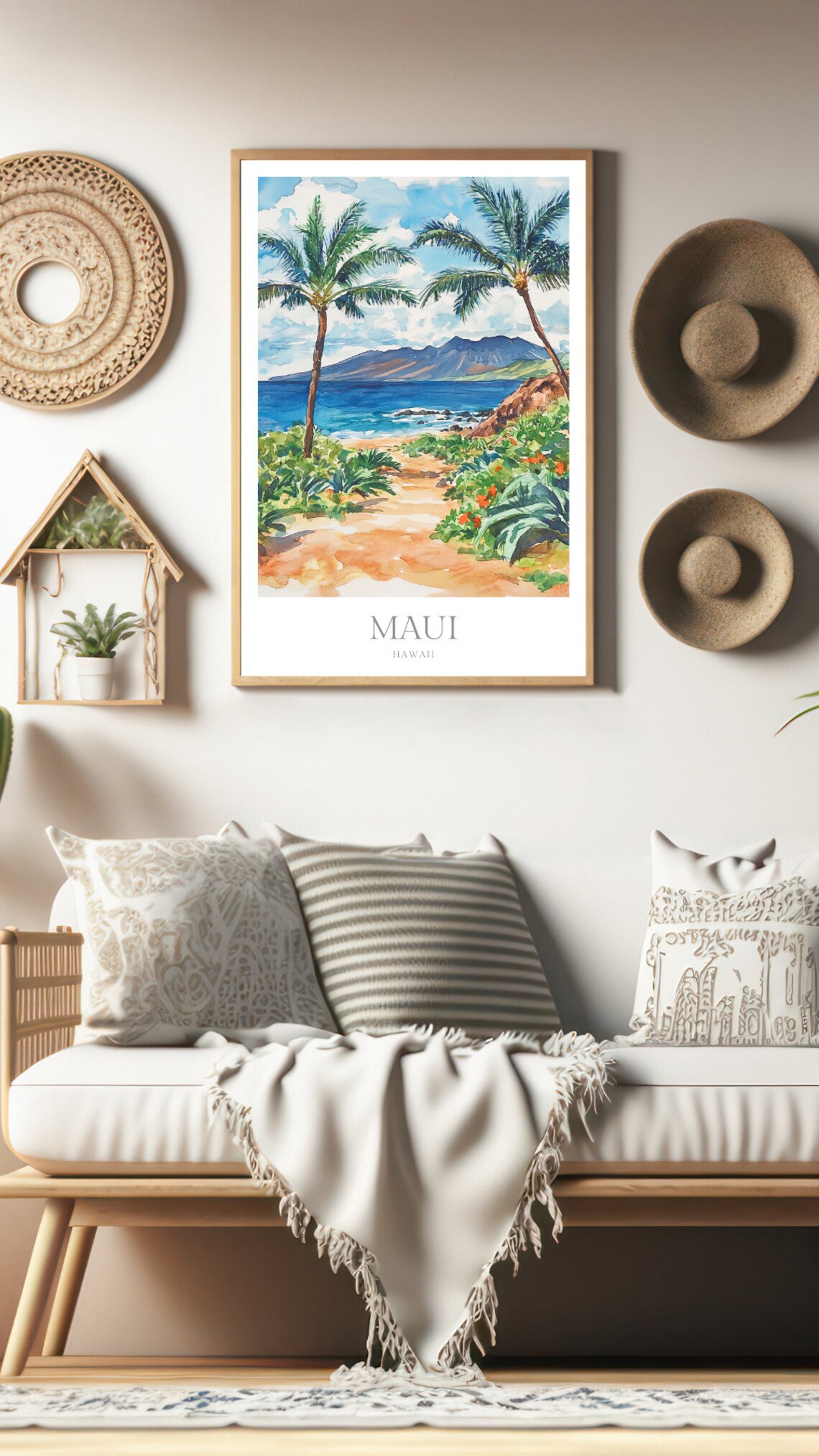 Maui Hawaii Watercolor Travel Poster, Wall Art Print - Image 2