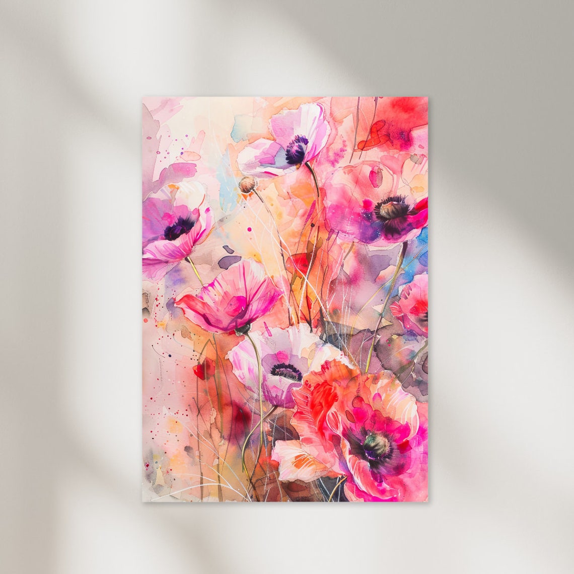 Poppy Watercolor Painting Wall Art Home Decor Poppy Poster Poppy Print Poppies Painting Flowers - Image 2