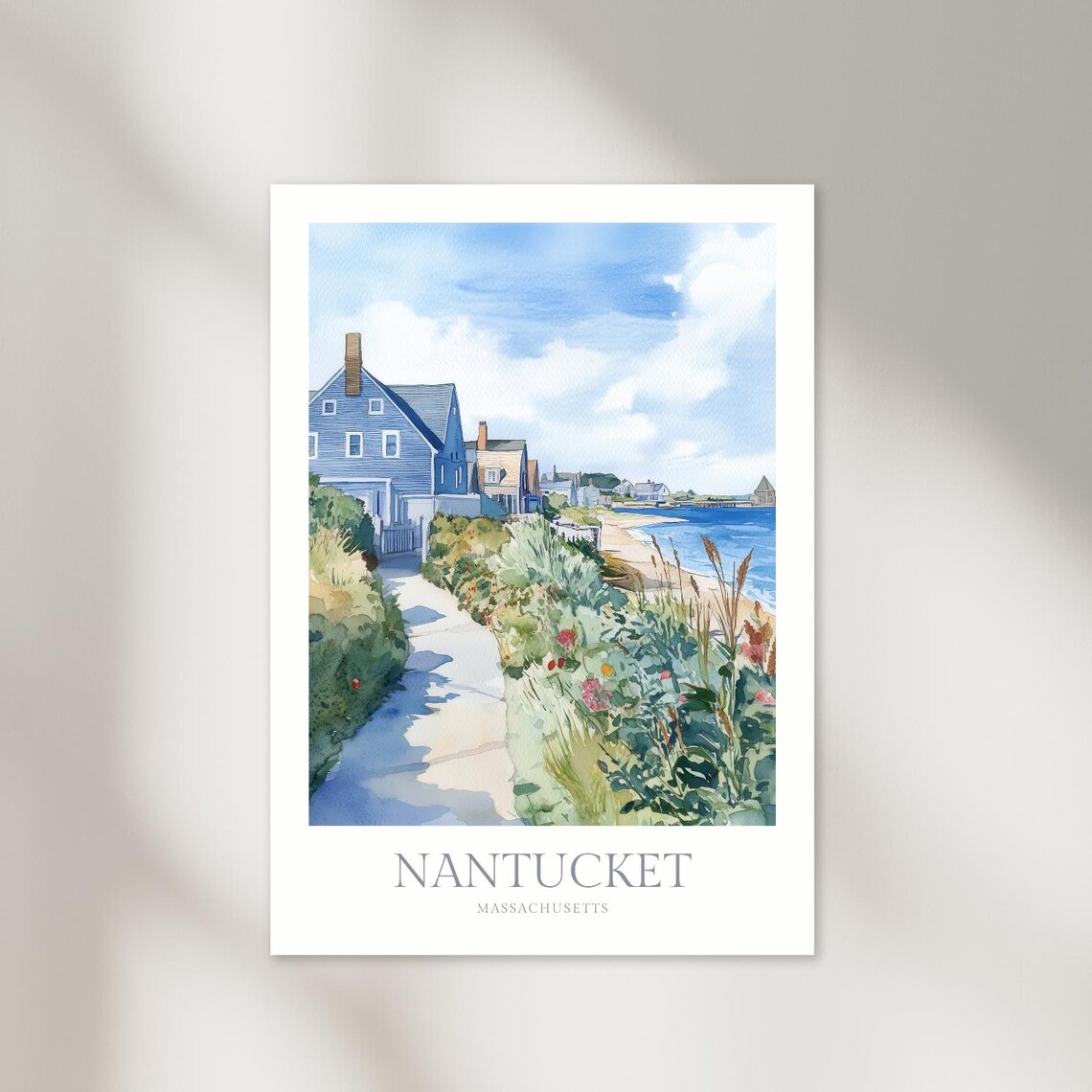 Nantucket Massachusetts Watercolor Travel Poster
