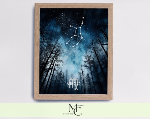 Virgo Zodiac Poster Virgo Constellation Print Virgo Astrology Wall Art Birthday Gift Virgo Zodiac Virgo Instant