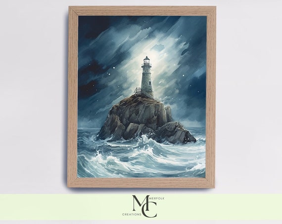 Watercolor Lighthouse Print Watercolor Nautical Wall Decor Nautical Wall Art Nautical Lighthouse Watercolor Print Coastal Watercolor Art