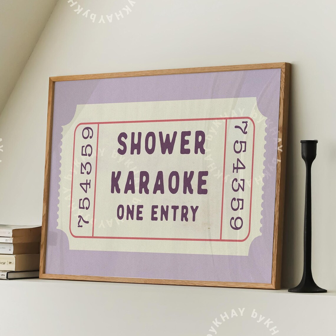 Shower Karaoke Ticket Retro Purple Aesthetic Art Print
