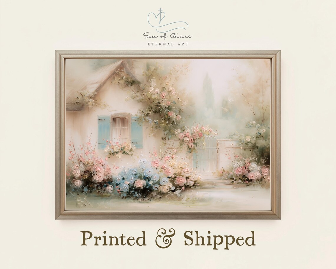 Cottage Garden Pastel Floral Oil Painting Style Dreamy Wall Poster