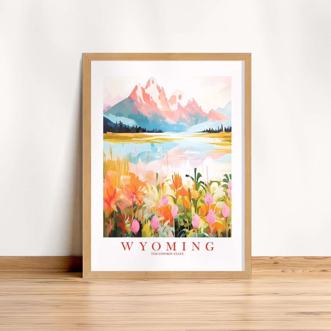 Wyoming Retro Travel Poster, Grand Tetons National Park