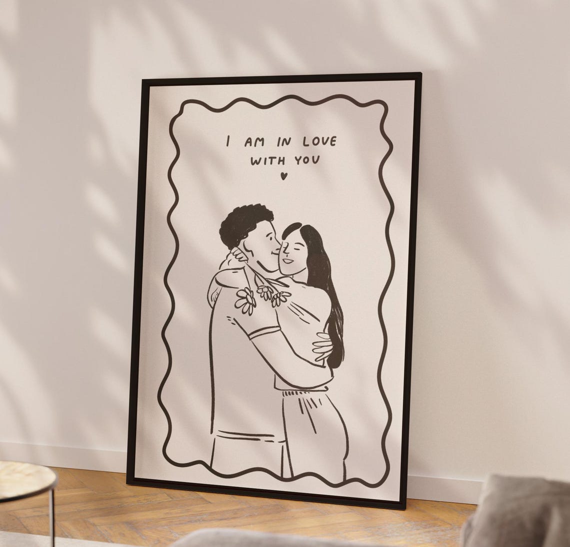I Am In Love With You Couple Line Drawing Romantic Gift Poster