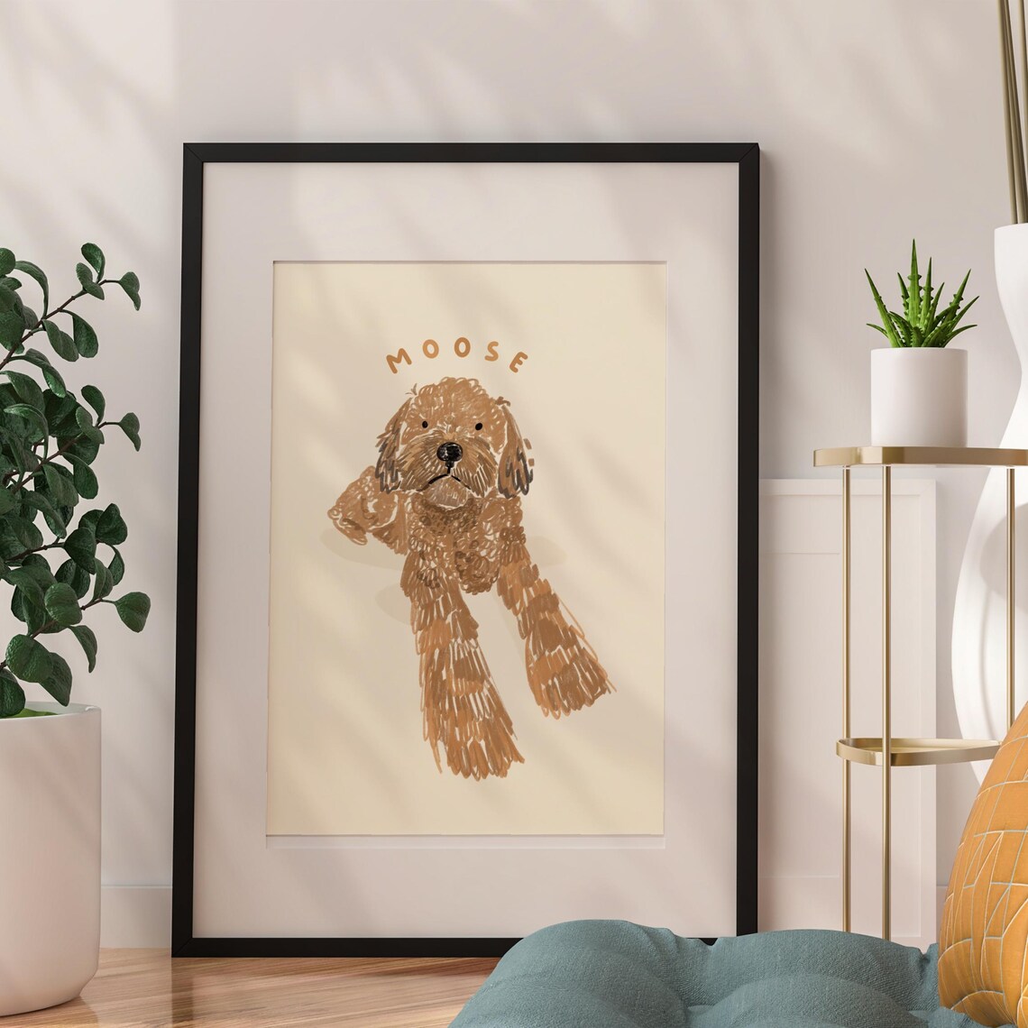 Golden Doodle Custom Dog Portrait, Nursery Decor