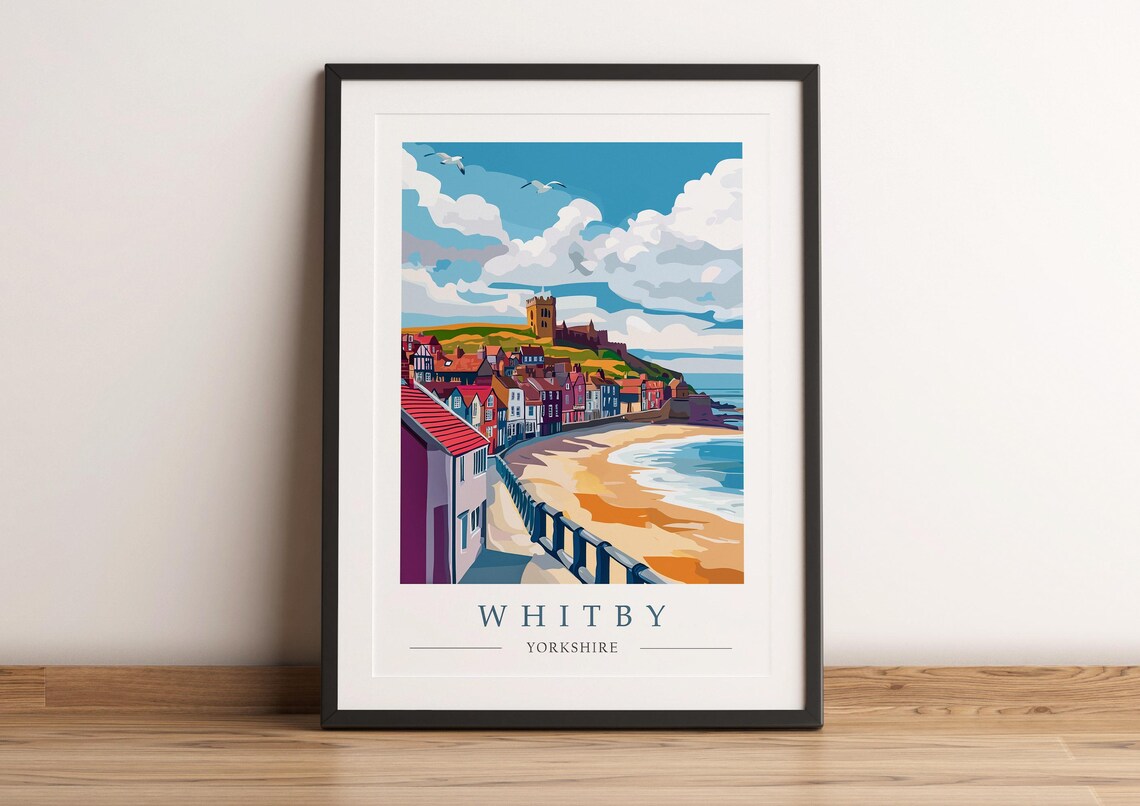 Whitby Yorkshire Coastal Town with Abbey Ruins Travel Poster - Image 2