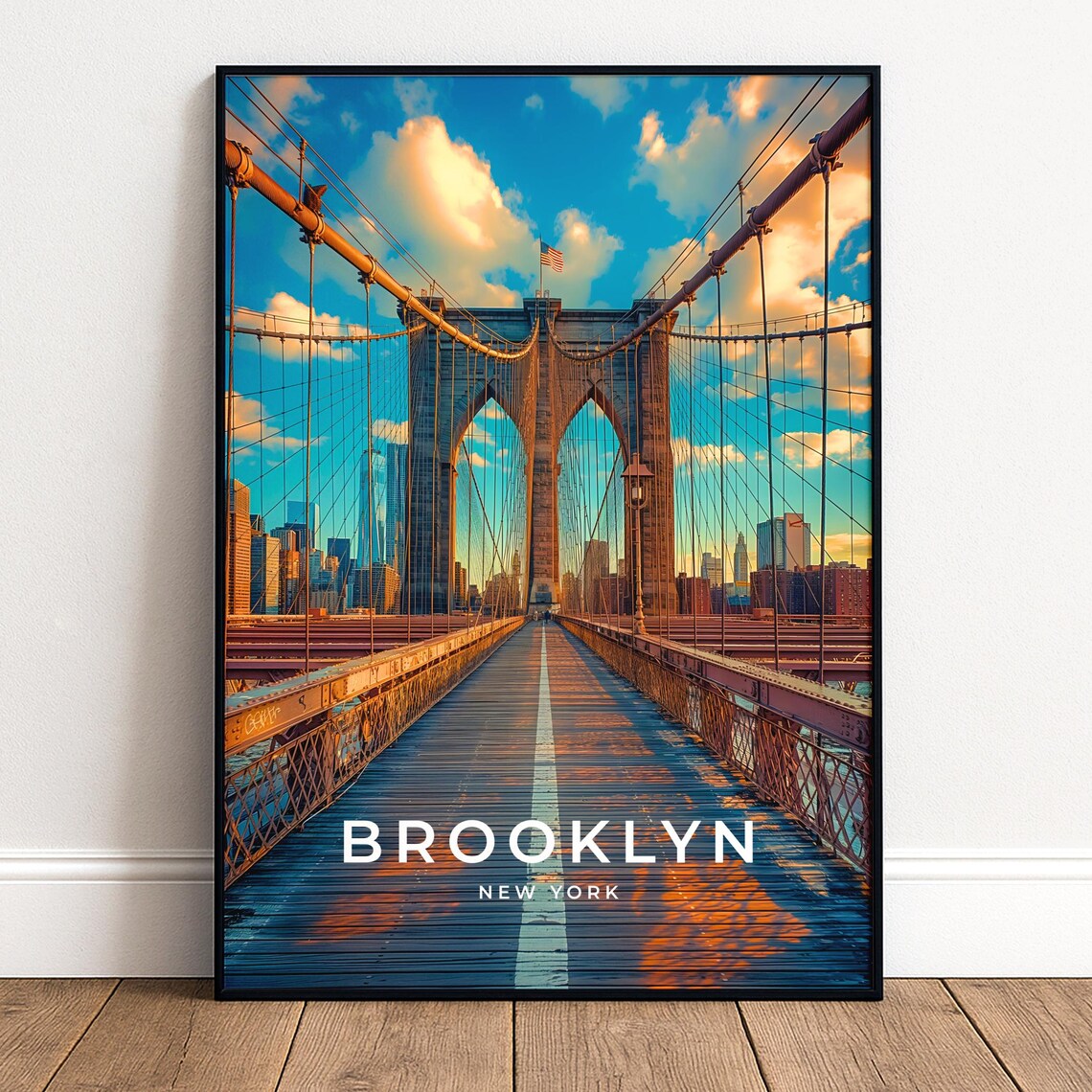 Brooklyn Bridge Poster New York Wall Art Manhattan Skyline Travel Print