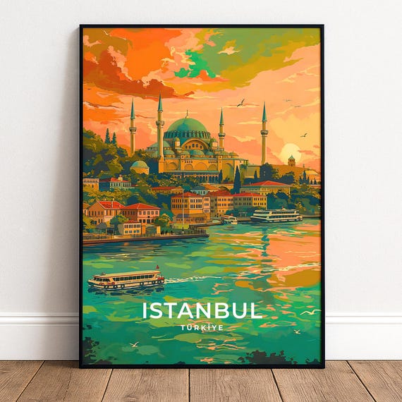 Istanbul Poster Hagia Sophia Travel Print Turkey Wall Art