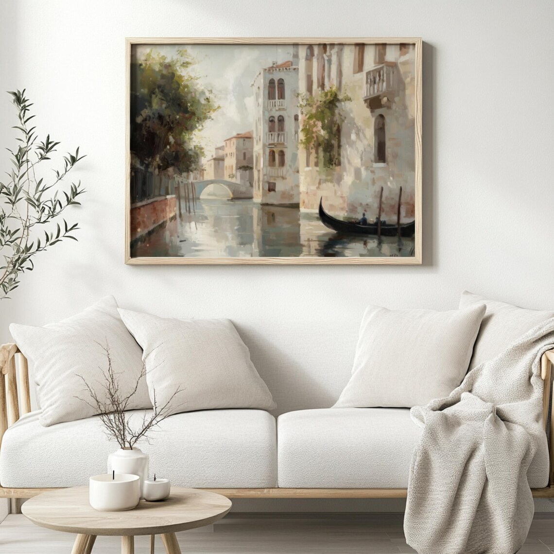 Venice Canal With Gondola White Palazzo Italy Vintage Travel Poster - Image 3
