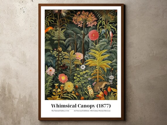 Henri Rousseau Print Poster Tropical Decor Botanical Jungle Exhibition Animals Forest Vintage Wall Art