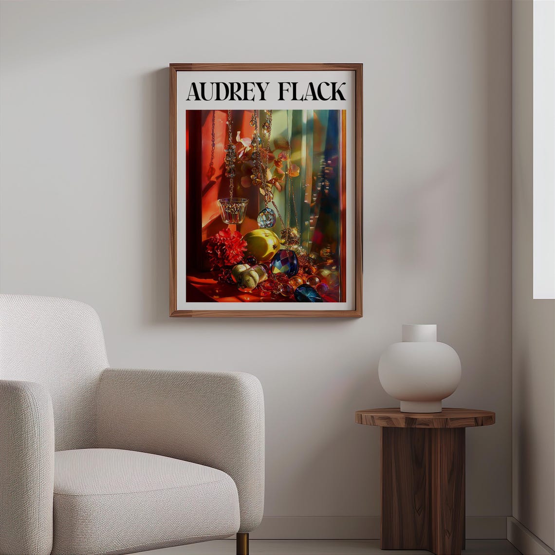 Audrey Flack Hanging Beads Gems Pomegranate Fiery Still Life Print - Image 2