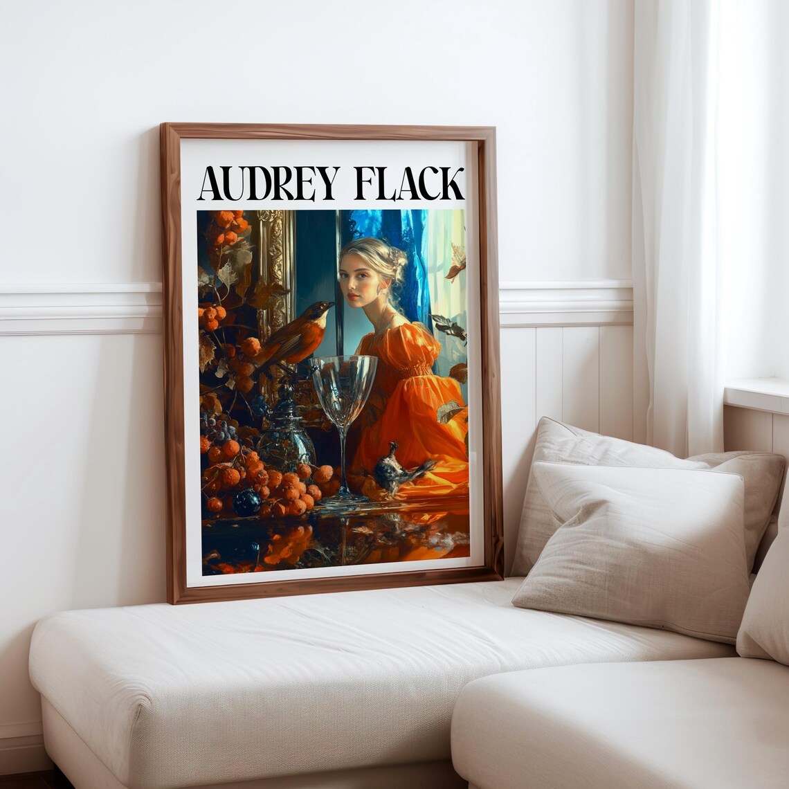 Audrey Flack Woman Birds Crystal Goblet Baroque Still Life Art Poster